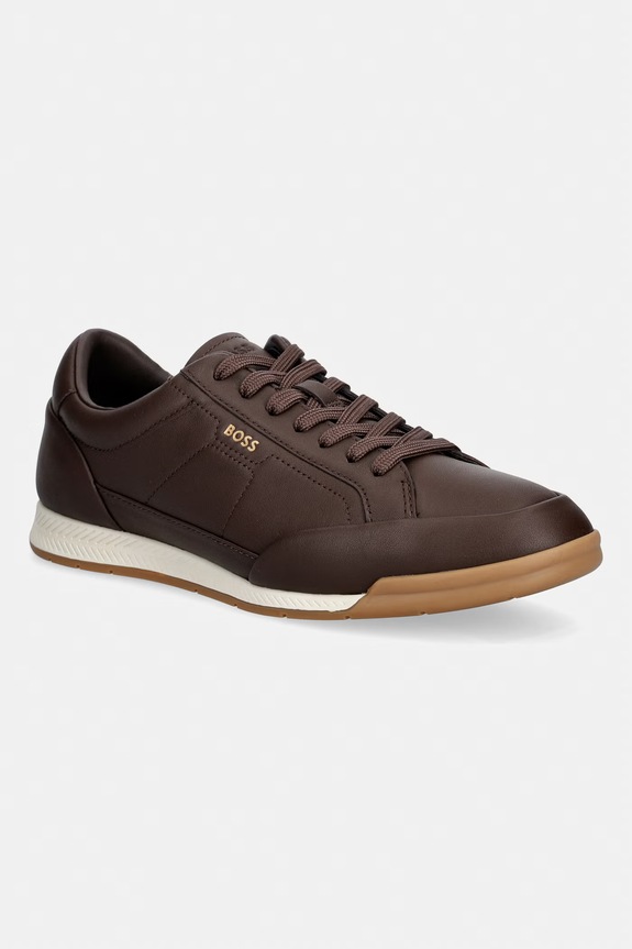 BOSS Nitan sneakers da uomo in pelle marrone 50568493.201