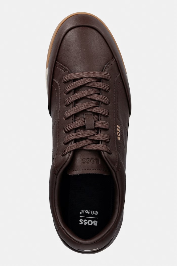 BOSS Nitan sneakers da uomo in pelle marrone 50568493.201