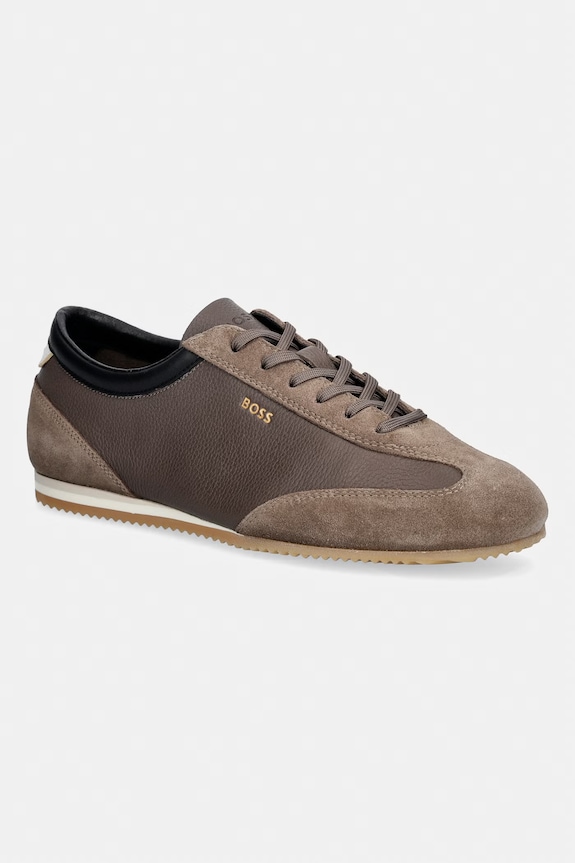 BOSS Lineor sneakers da uomo in pelle marrone 50568463.241