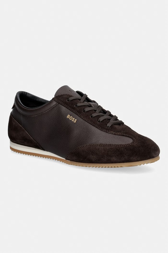 BOSS Lineor sneakers da uomo in pelle marrone 50568463.202