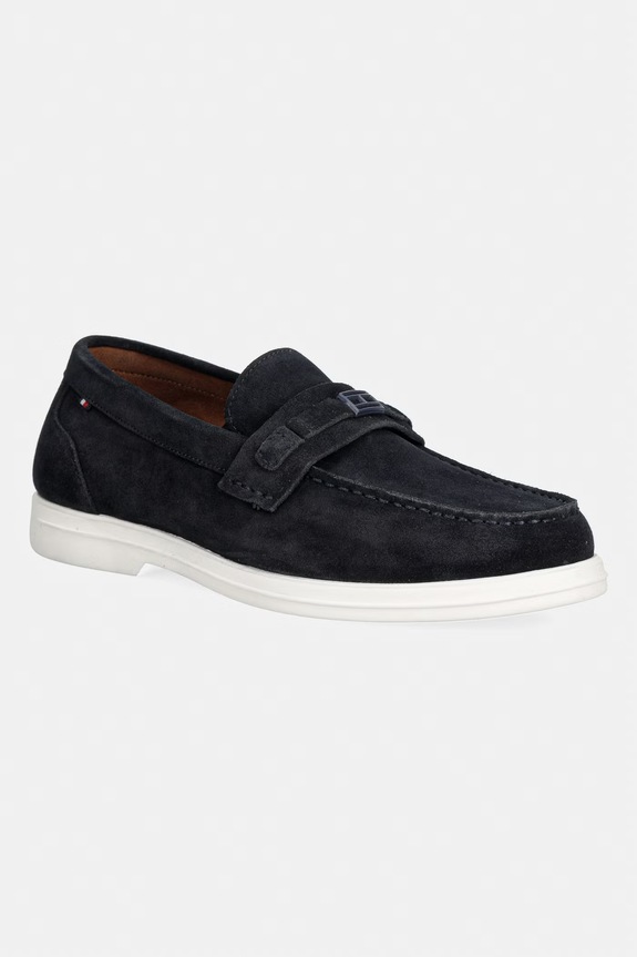 Tommy Hilfiger mokasinke za muškarce od brušene kože LIGHT SUEDE FLAG HARDWARE LOAFER mornarsko plava FM0FM05897