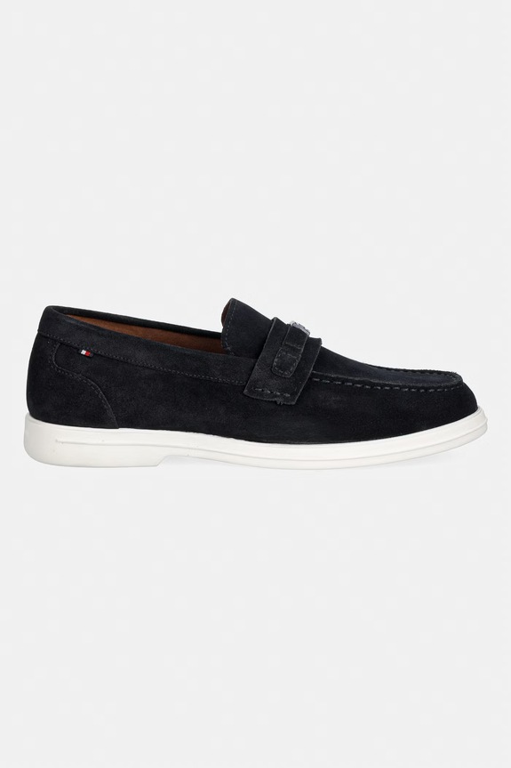 Tommy Hilfiger mokasinke za muškarce od brušene kože LIGHT SUEDE FLAG HARDWARE LOAFER FM0FM05897 mornarsko plava AW26
