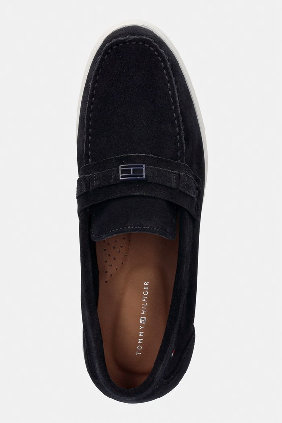 Tommy Hilfiger mokasinke za muškarce od brušene kože LIGHT SUEDE FLAG HARDWARE LOAFER mornarsko plava FM0FM05897