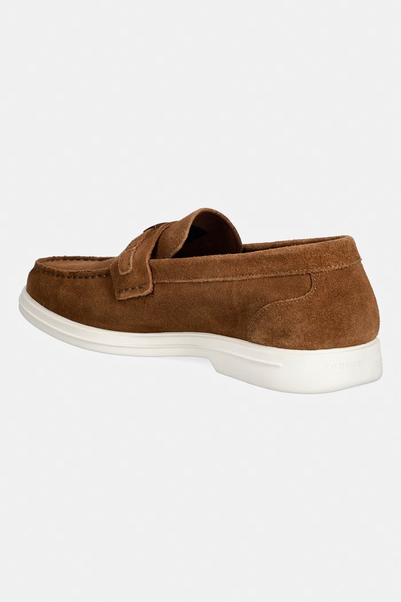 Obuća Tommy Hilfiger mokasinke za muškarce od brušene kože LIGHT SUEDE FLAG HARDWARE LOAFER FM0FM05897 smeđa