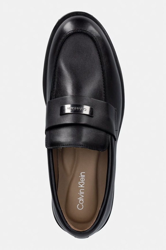 Calvin Klein μοκασίνια Ανδρικά δερμάτινα ESS RUBBER LOAFER HW PLAQ VA LTH μαύρο HM0HM02177.0GJ