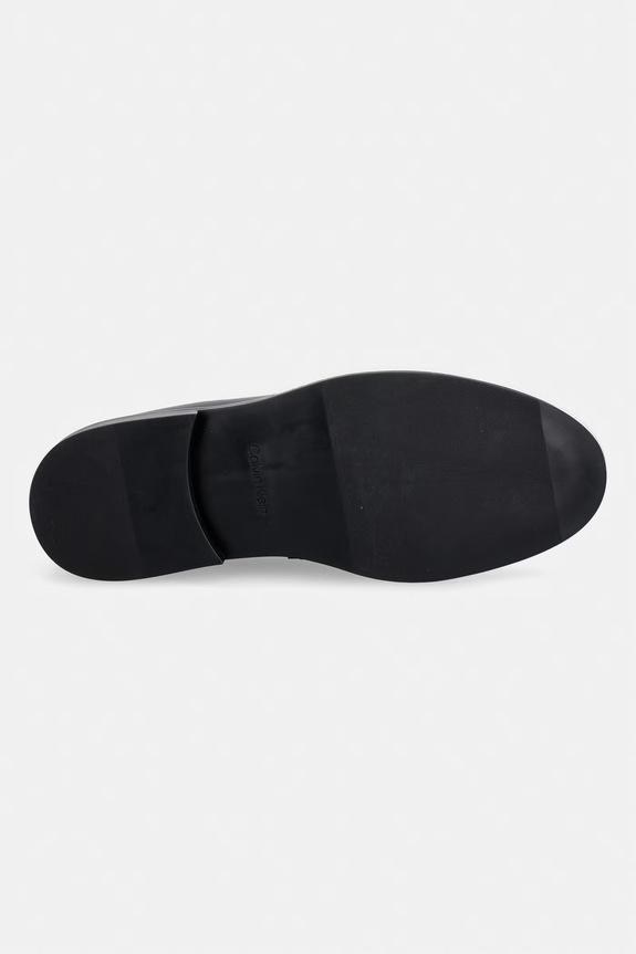 Calvin Klein μοκασίνια Ανδρικά δερμάτινα ESS RUBBER LOAFER HW PLAQ VA LTH HM0HM02177.0GJ μαύρο