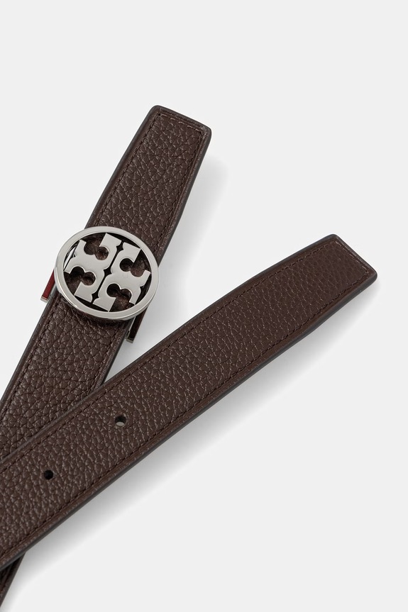 Tory Burch pasek dwustronny damski skórzany Miller 174540 brązowy AW26