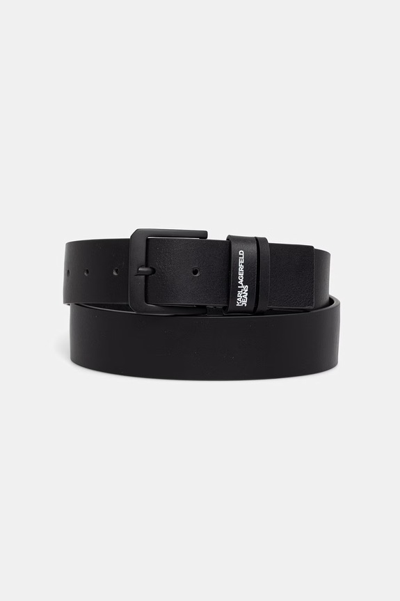 Karl Lagerfeld Jeans pasek męski skórzany czarny B3M33079
