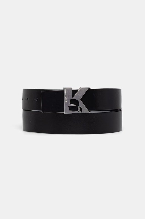 Karl Lagerfeld Jeans pasek dwustronny męski skórzany czarny B3M33076