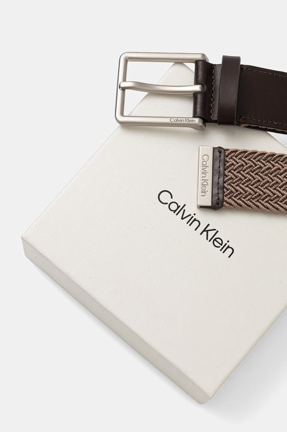 Akcesoria Calvin Klein pasek parciany męski LV04D7094G beżowy