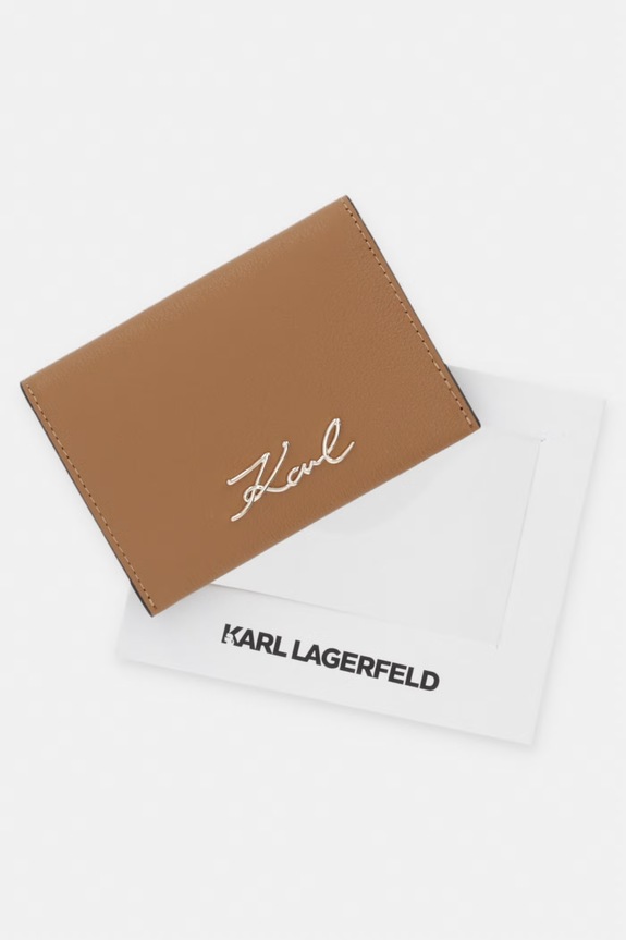 Karl Lagerfeld etui za kartice za žene kožni K/SIGNATURE B3W32001 smeđa