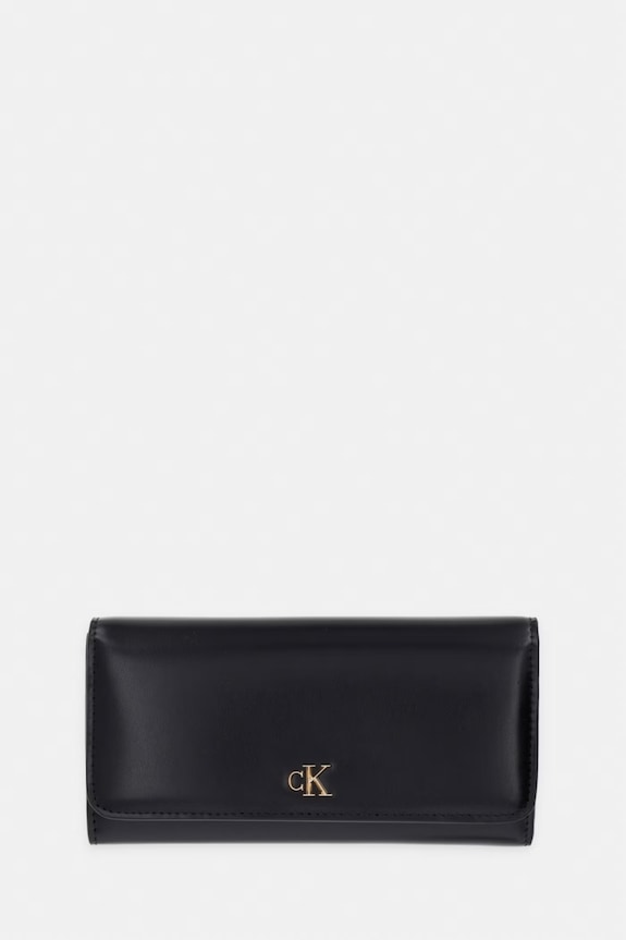 Calvin Klein portfel damski skórzany czarny LV04F1224G