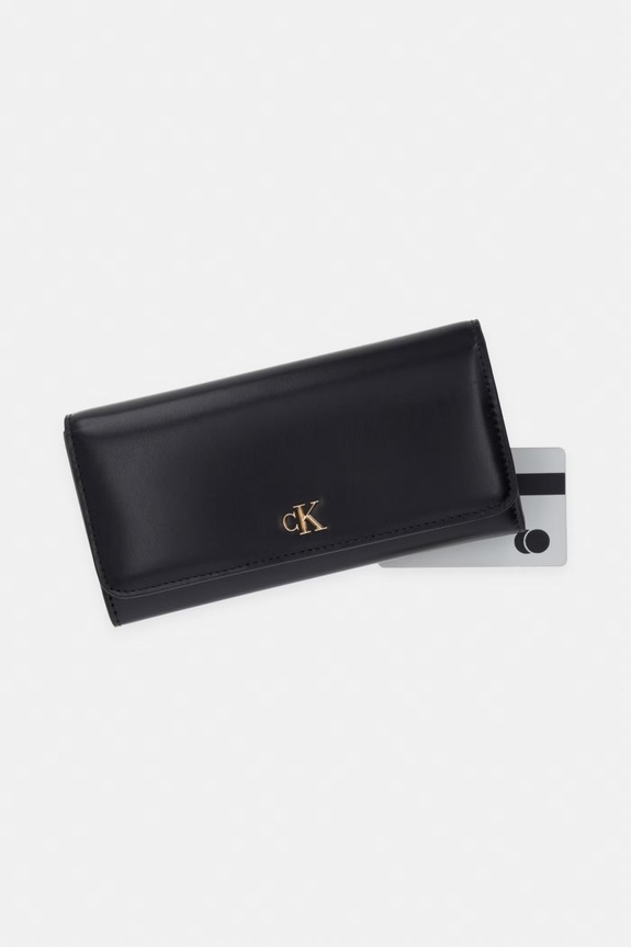 Calvin Klein portfel damski skórzany czarny LV04F1224G