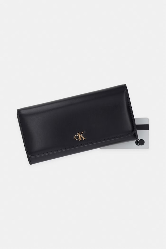 Calvin Klein portfel damski skórzany czarny LV04F1224G