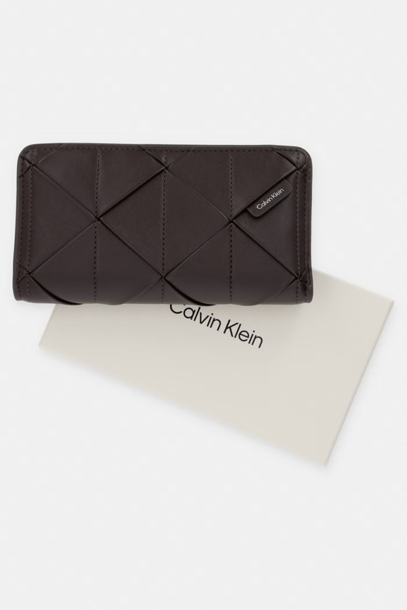 Calvin Klein portfel damski z imitacji skóry LV04F1221G brązowy