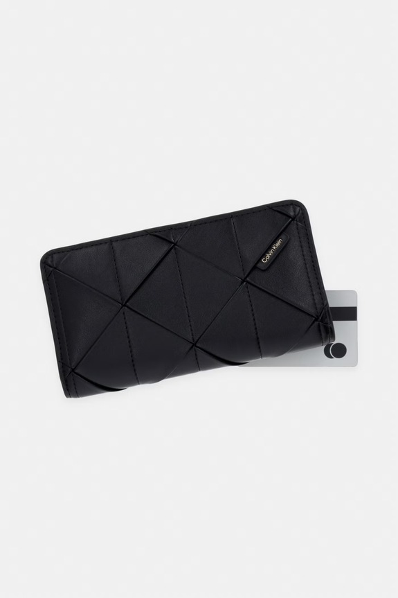 Calvin Klein portfel damski z imitacji skóry czarny LV04F1221G