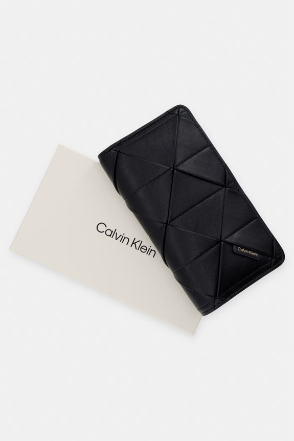 Calvin Klein portfel damski z imitacji skóry LV04F1221G czarny