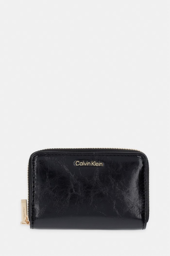 Calvin Klein portfel damski z imitacji skóry czarny LV04F1201G