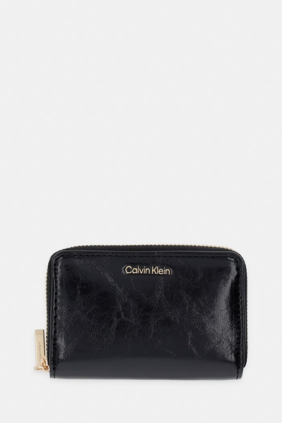 Calvin Klein portfel damski z imitacji skóry czarny LV04F1201G