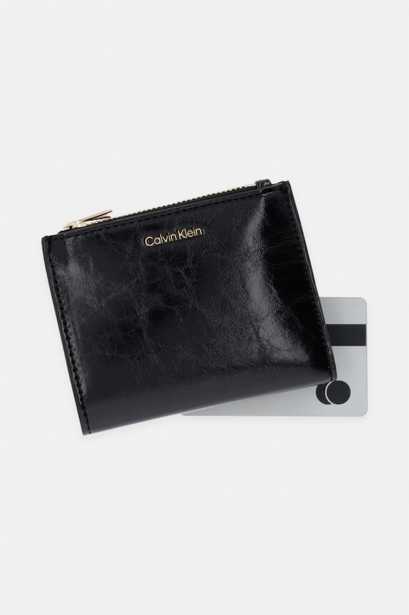 Calvin Klein portfel damski z imitacji skóry czarny LV04F1166G