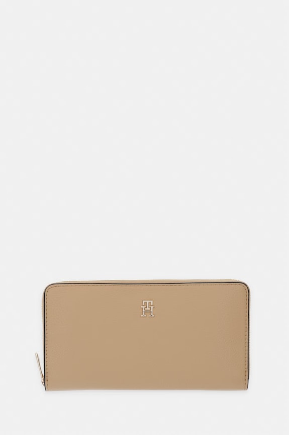 Tommy Hilfiger portfel damski z imitacji skóry beżowy AW0AW18760