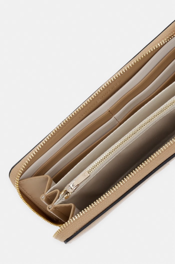 Akcesoria Tommy Hilfiger portfel damski z imitacji skóry AW0AW18760 beżowy