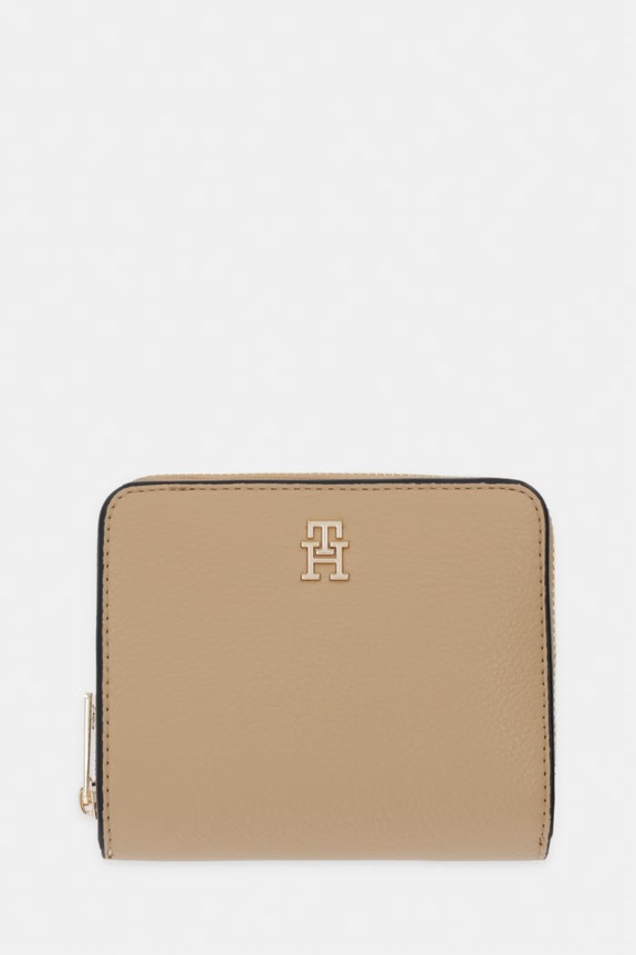 Tommy Hilfiger portfel damski z imitacji skóry beżowy AW0AW18758