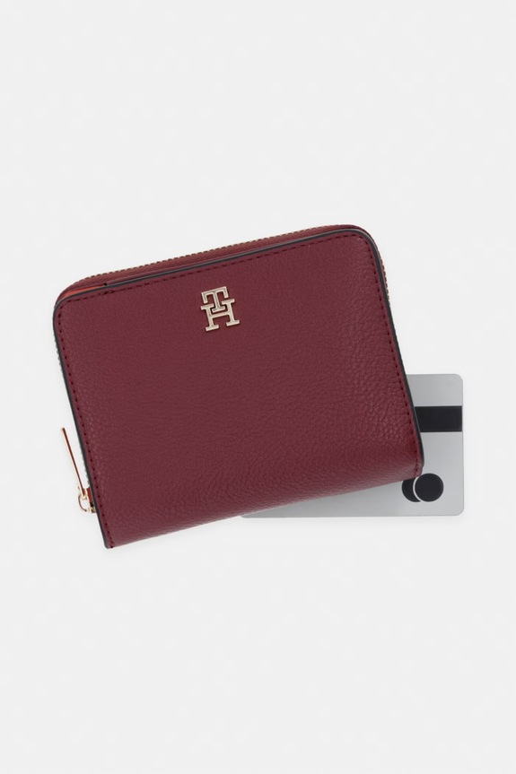 Tommy Hilfiger portfel damski z imitacji skóry bordowy AW0AW18758