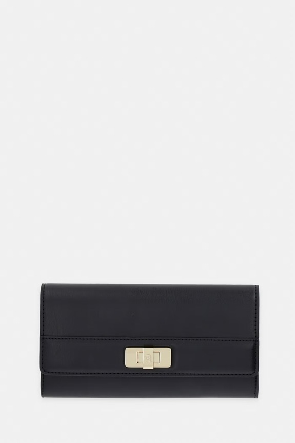 Tommy Hilfiger portfel damski z imitacji skóry czarny AW0AW18704