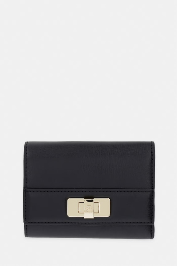 Tommy Hilfiger portfel damski z imitacji skóry czarny AW0AW18703