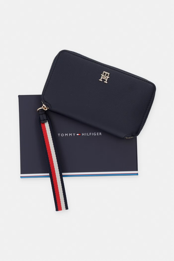 Tommy Hilfiger portfel damski z imitacji skóry AW0AW18699 granatowy