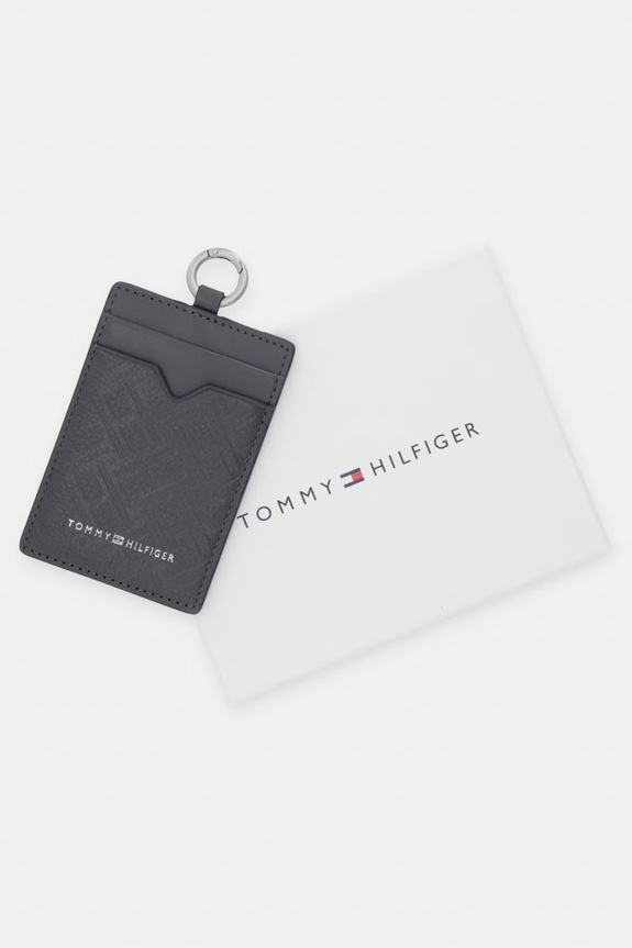 Tommy Hilfiger θήκη για κάρτες ανδρική δερμάτινη γκρί AM0AM14490
