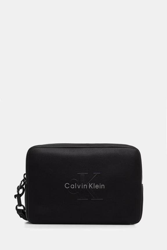 Calvin Klein kosmetyczka męska z imitacji skóry czarny LV04D1257G
