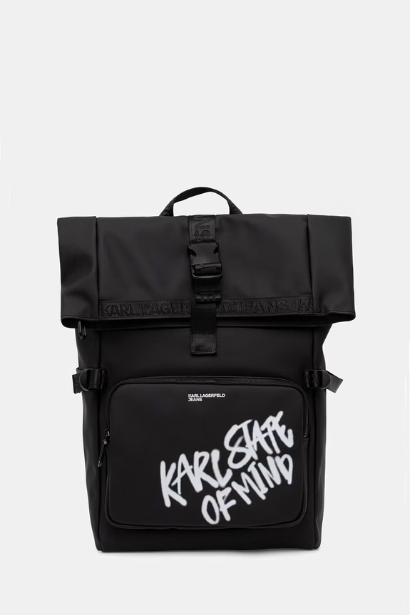 Karl Lagerfeld Jeans plecak męski z imitacji skóry czarny B3M30224
