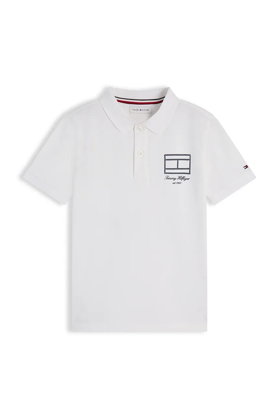 Tommy Hilfiger polo dětské s bavlnou KB0KB10603.128.176.9BY2 bílá AW26