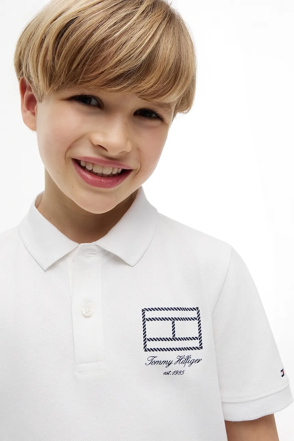 Tommy Hilfiger polo dětské s bavlnou KB0KB10603.128.176.9BY2 bílá