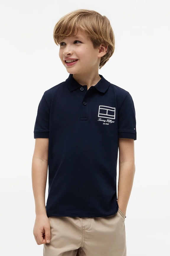 Tommy Hilfiger polo dziecięce z bawełną granatowy KB0KB10603.128.176.9BY2