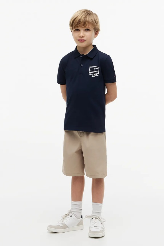 Tommy Hilfiger polo dziecięce z bawełną granatowy KB0KB10603.128.176.9BY2