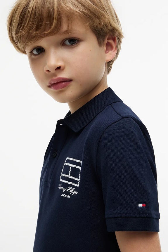 Tommy Hilfiger polo dziecięce z bawełną KB0KB10603.128.176.9BY2 granatowy