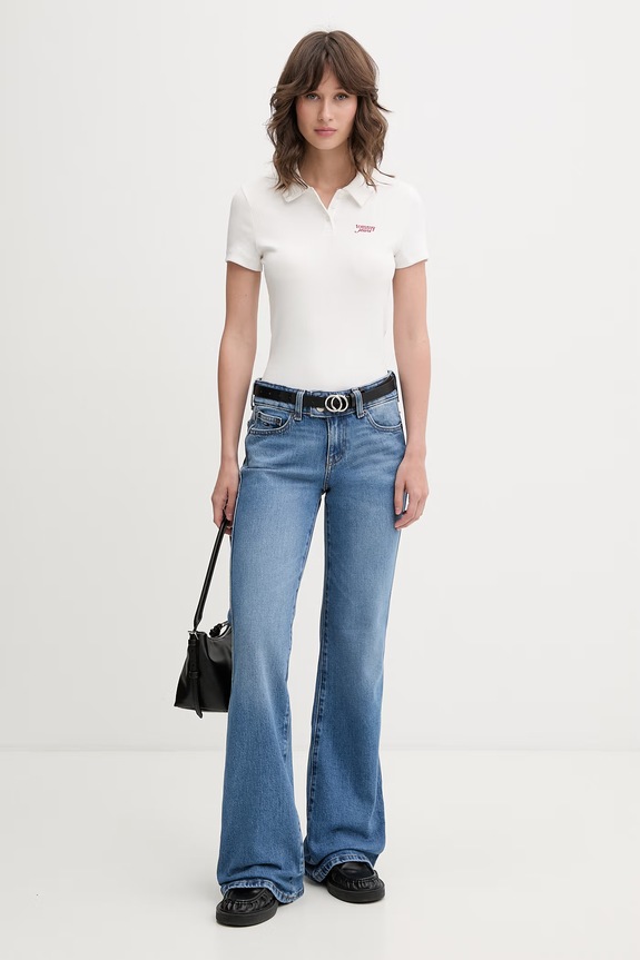 Tommy Jeans polo damskie bawełniane z elastanem DW0DW23140 biały AW26