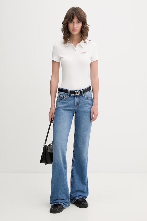 Tommy Jeans polo damskie bawełniane z elastanem DW0DW23140 biały AW26