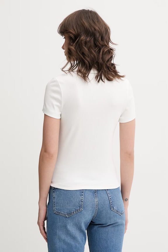 Odzież Tommy Jeans polo damskie bawełniane z elastanem DW0DW23140 biały