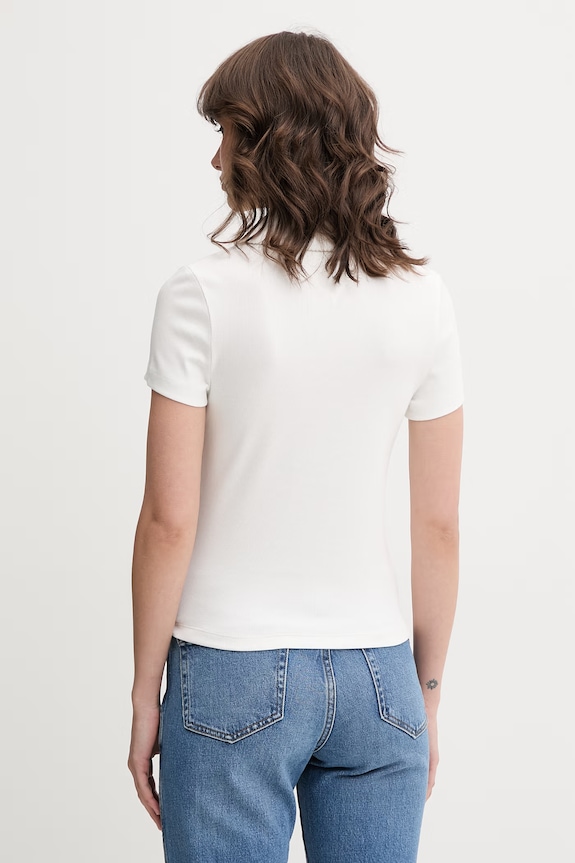 Odzież Tommy Jeans polo damskie bawełniane z elastanem DW0DW23140 biały