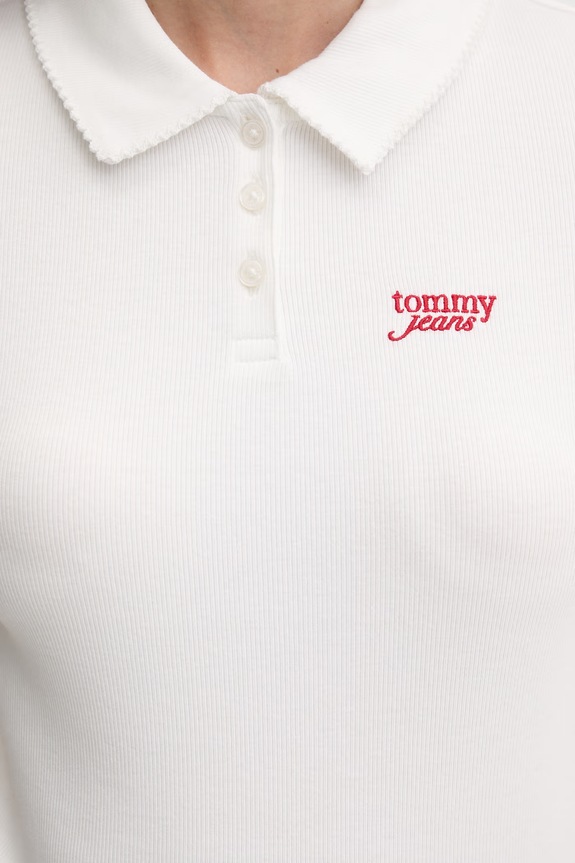 Tommy Jeans polo damskie bawełniane z elastanem DW0DW23140 biały