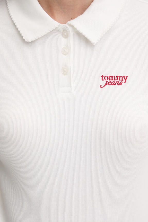 Tommy Jeans polo damskie bawełniane z elastanem DW0DW23140 biały