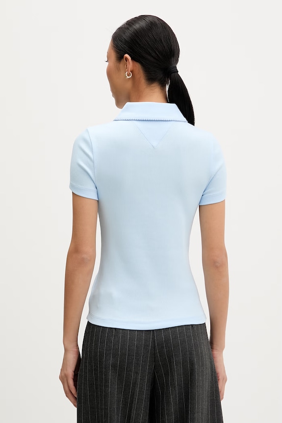 Îmbrăcăminte Tommy Jeans polo pentru femei, din bumbac cu elastan DW0DW23140 albastru