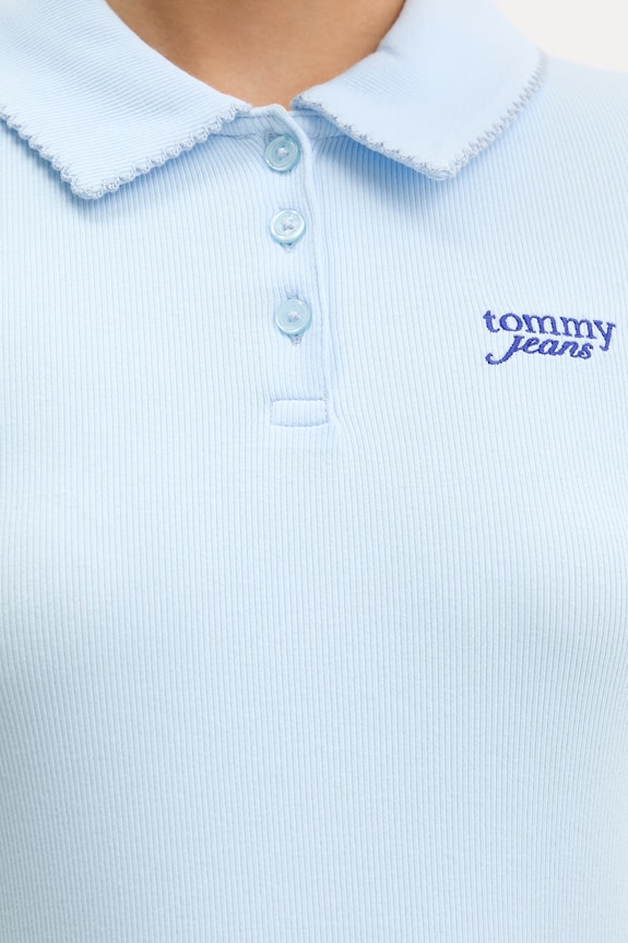 Tommy Jeans polo pentru femei, din bumbac cu elastan DW0DW23140 albastru