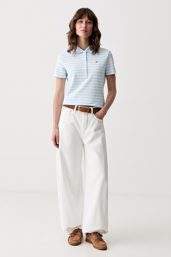 Tommy Jeans polo da donna in cotone DW0DW22820 blu AW26