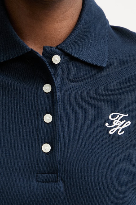 Tommy Hilfiger polo majica ženska s pamukom WW0WW49953 mornarsko plava