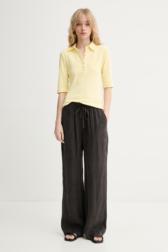Gestuz polo damskie bawełniane z elastanem GZdrew 10910593 żółty AW26